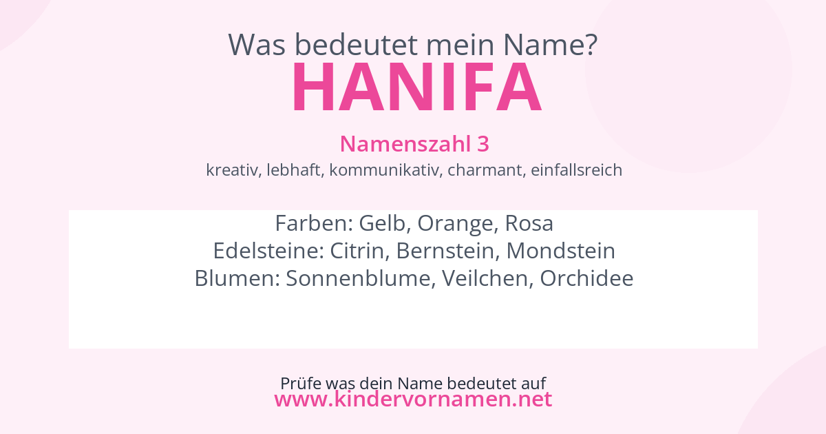Was bedeutet der Name Hanifa?
