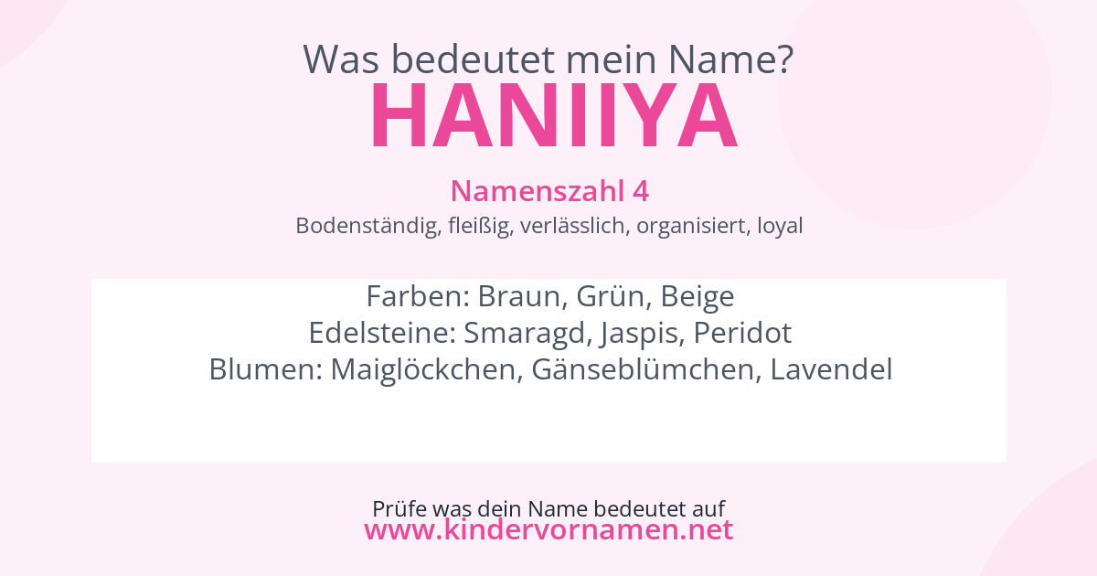 Was bedeutet der Name Haniiya?