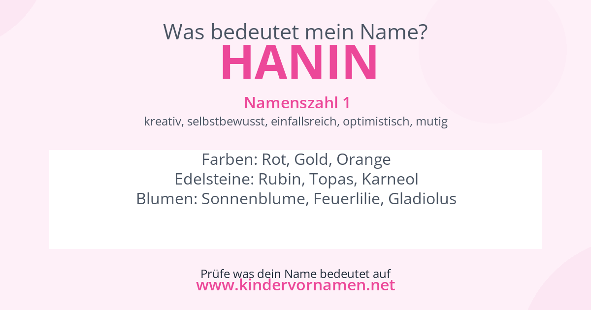 Was bedeutet der Name Hanin?