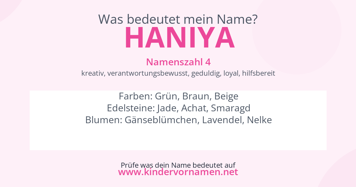 Was bedeutet der Name Haniya?