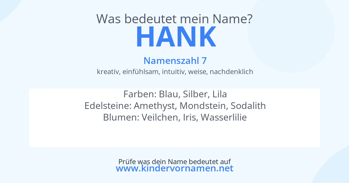 Was bedeutet der Name Hank?