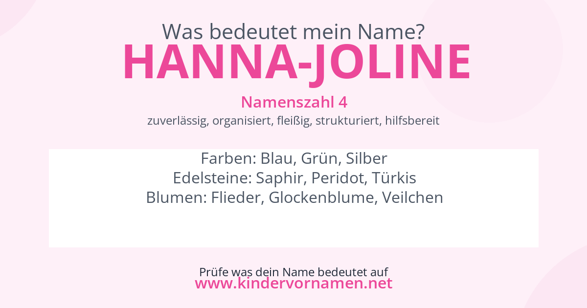 Was bedeutet der Name Hanna-Joline?
