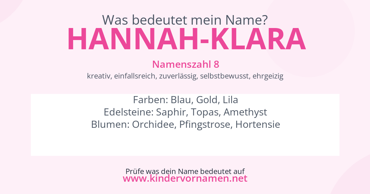 Was bedeutet der Name Hannah-Klara?