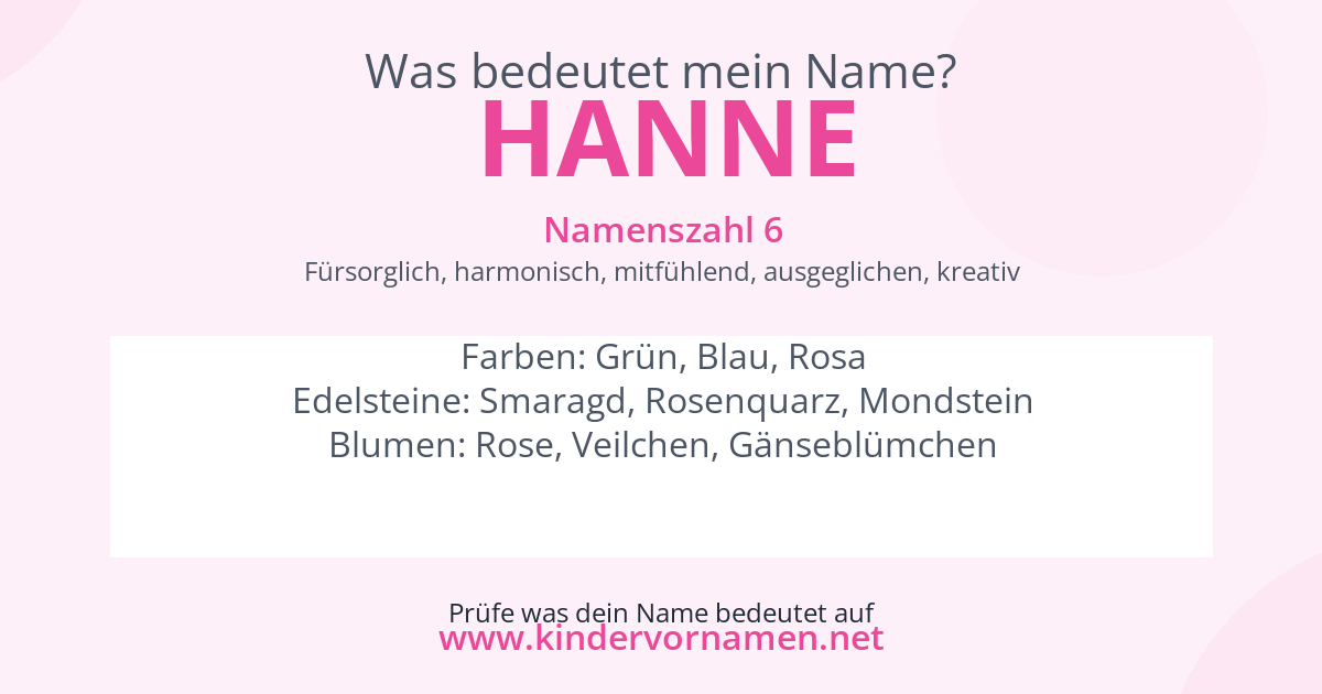 Was bedeutet der Name Hanne?