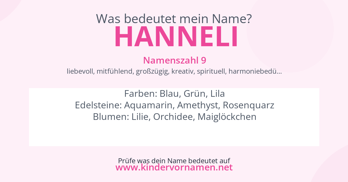 Was bedeutet der Name Hanneli?