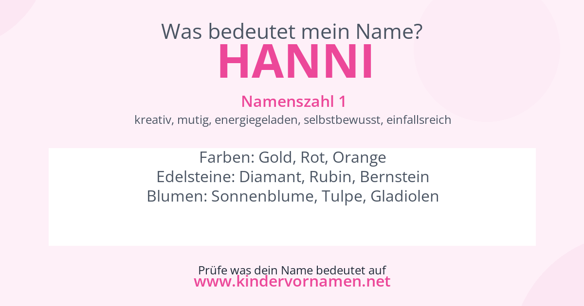 Was bedeutet der Name Hanni?