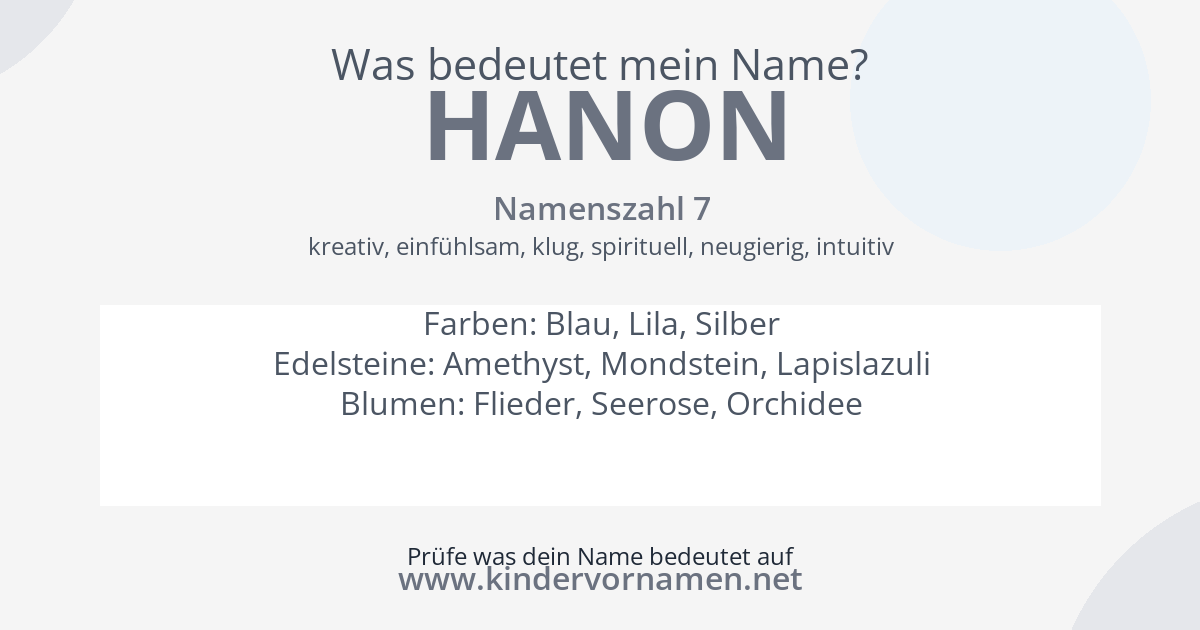 Was bedeutet der Name Hanon?