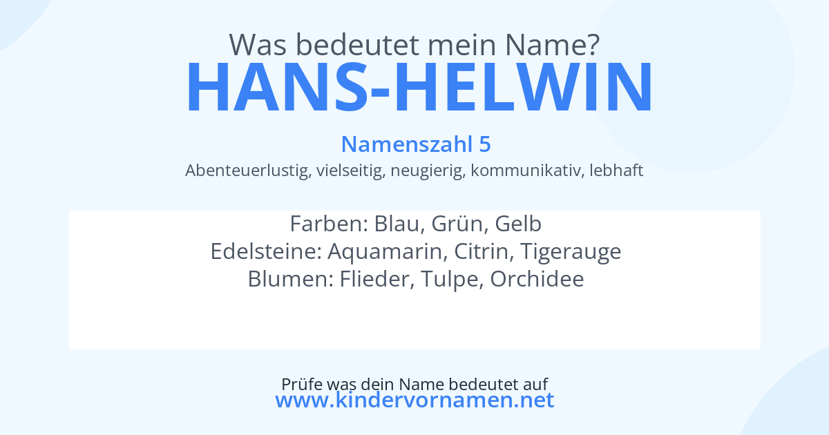 Was bedeutet der Name Hans-Helwin?