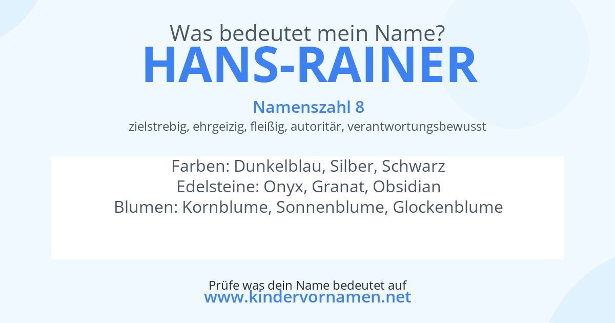 Was bedeutet der Name Hans-Rainer?