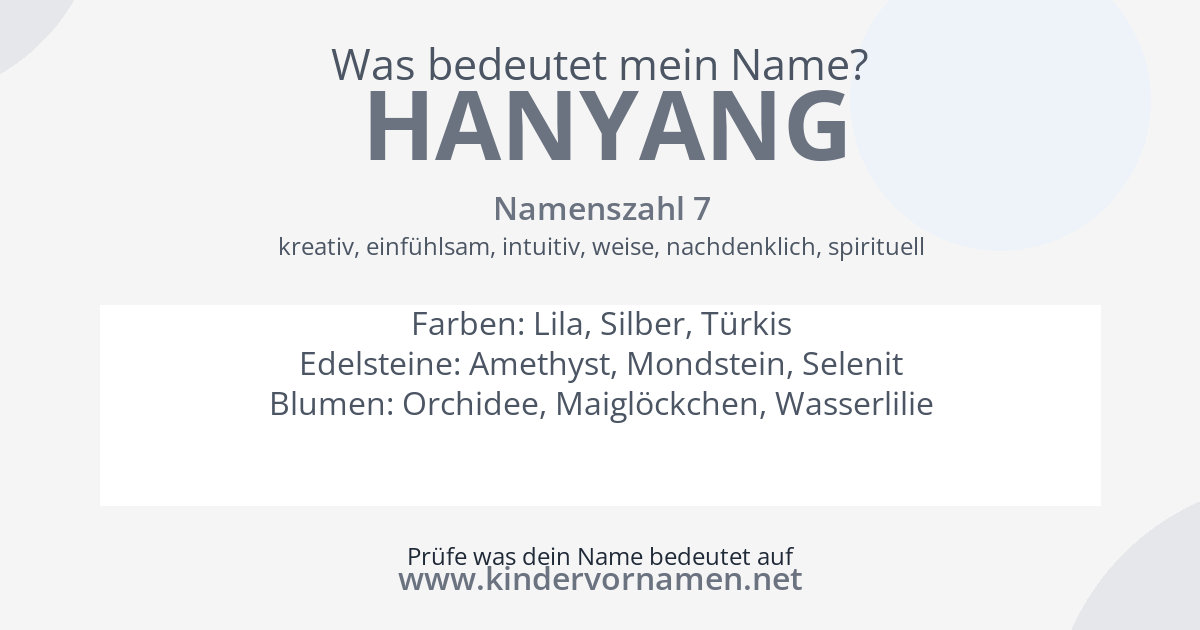 Was bedeutet der Name Hanyang?