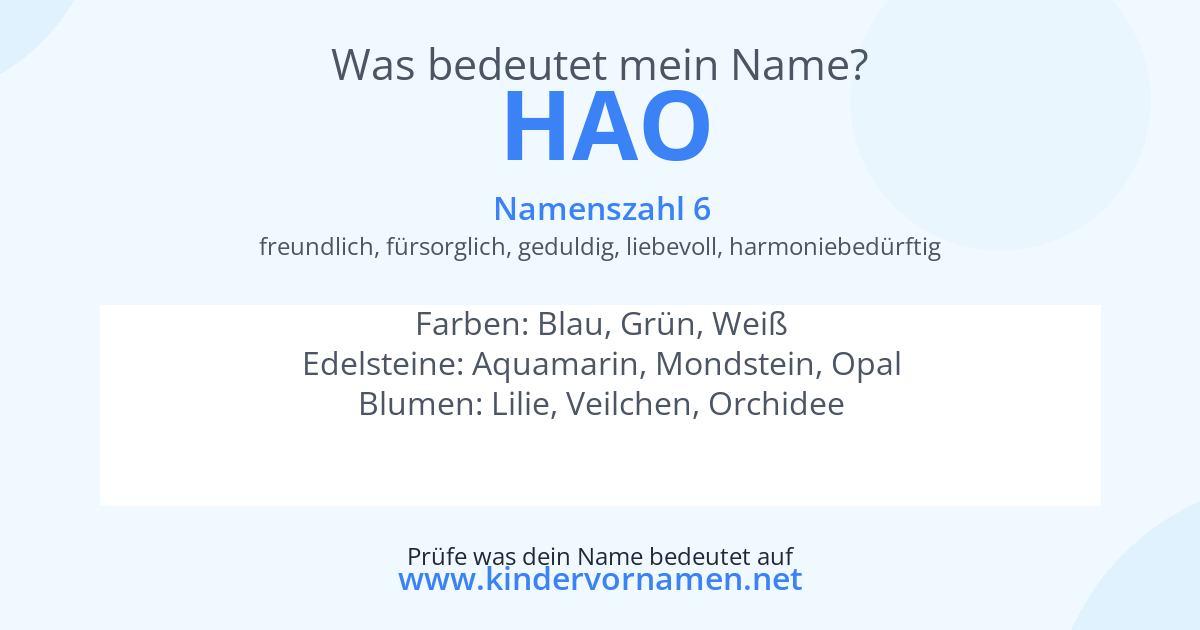Was bedeutet der Name Hao?