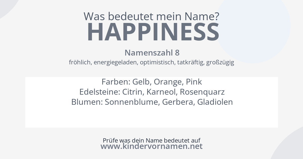 Was bedeutet der Name Happiness?