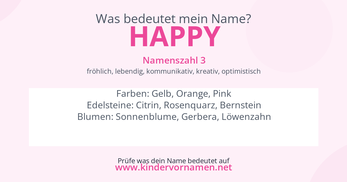 Was bedeutet der Name Happy?
