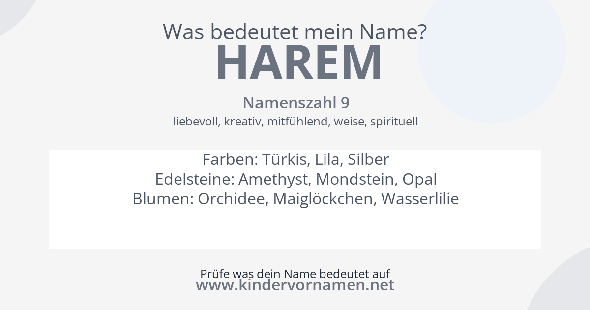 Was bedeutet der Name Harem?