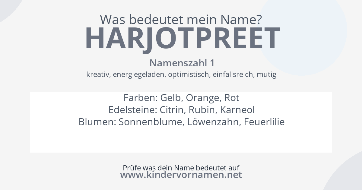Was bedeutet der Name Harjotpreet?