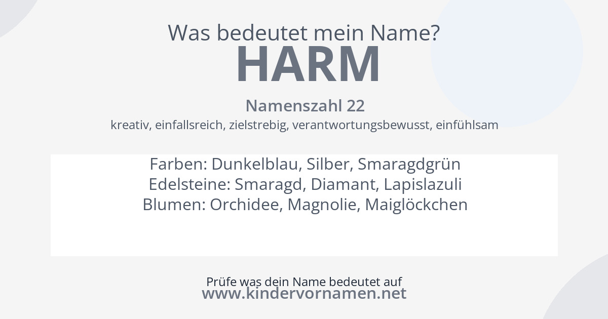Was bedeutet der Name Harm?