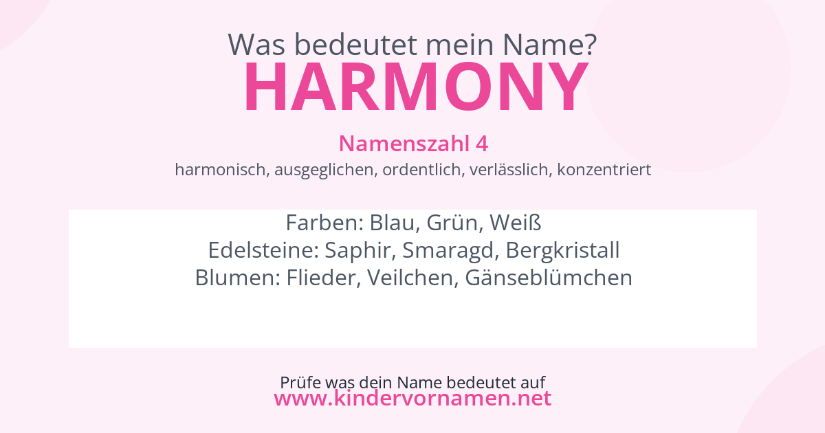 Was bedeutet der Name Harmony?