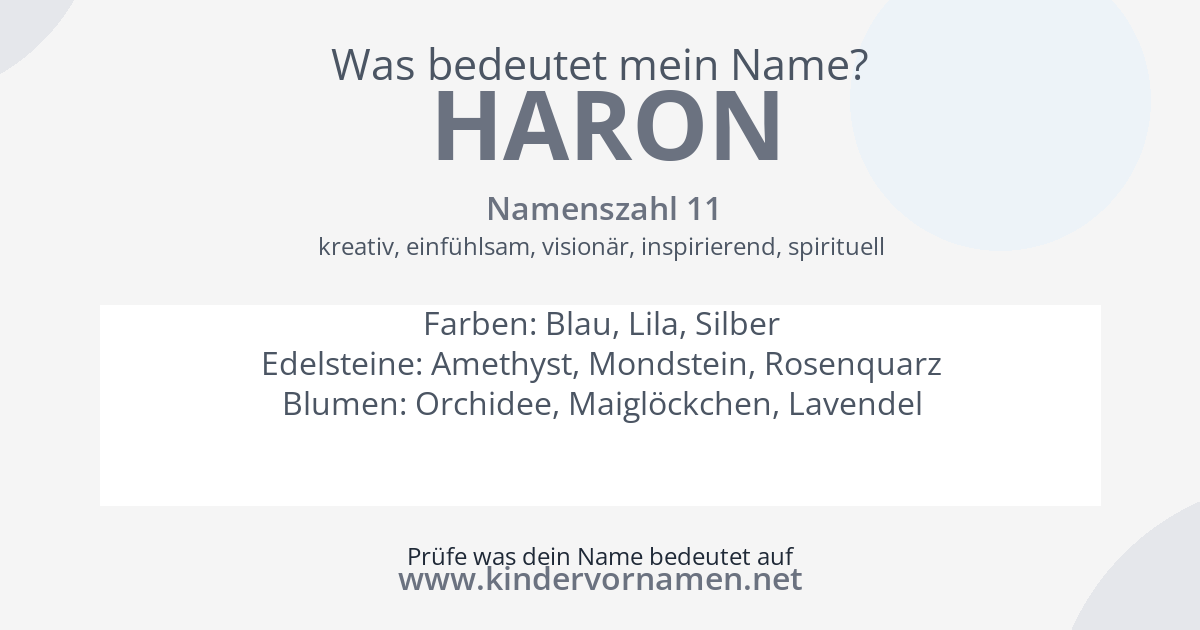 Was bedeutet der Name Haron?
