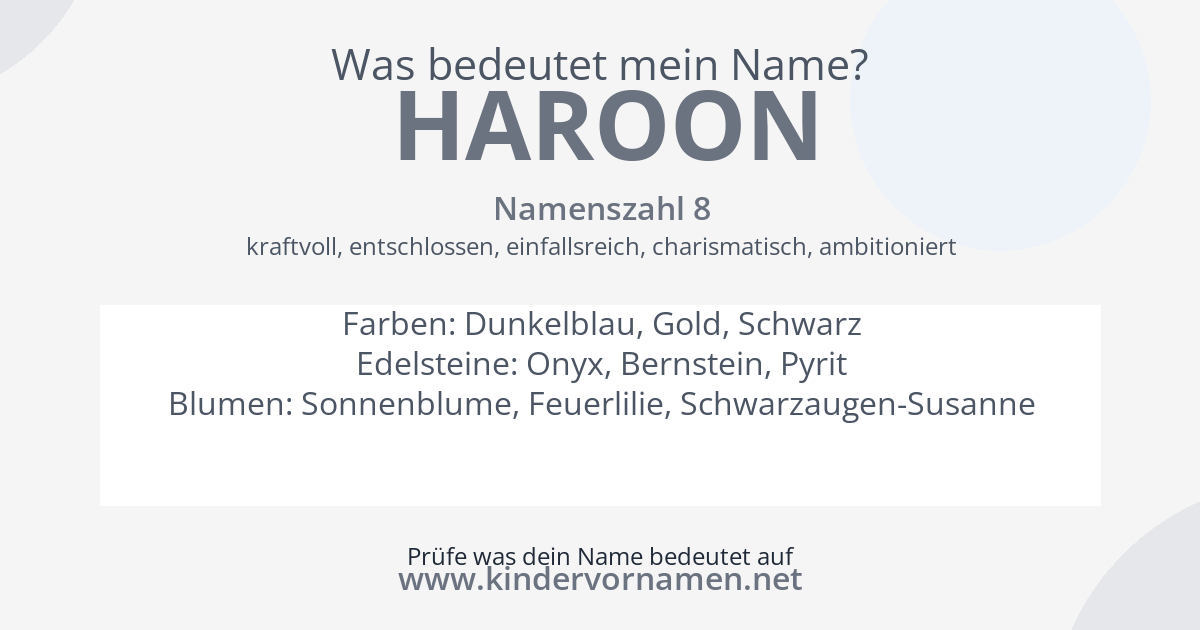 Was bedeutet der Name Haroon?