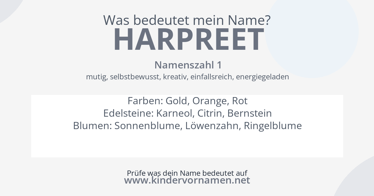 Was bedeutet der Name Harpreet?