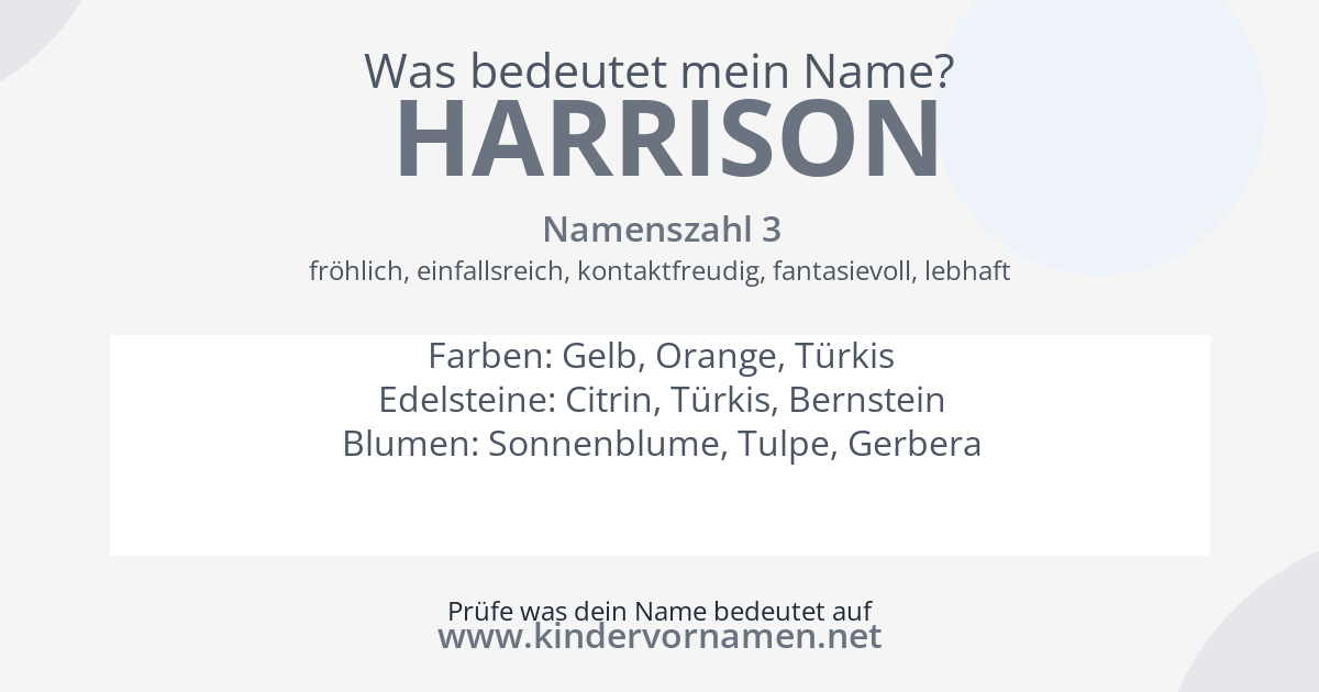 Was bedeutet der Name Harrison?