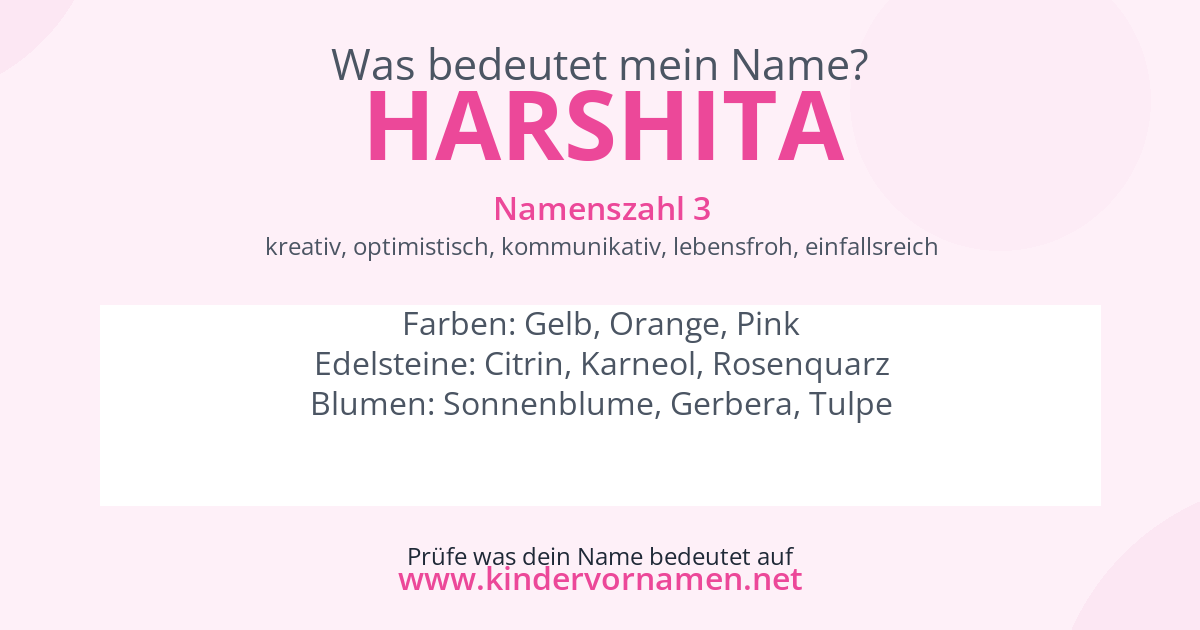 Was bedeutet der Name Harshita?