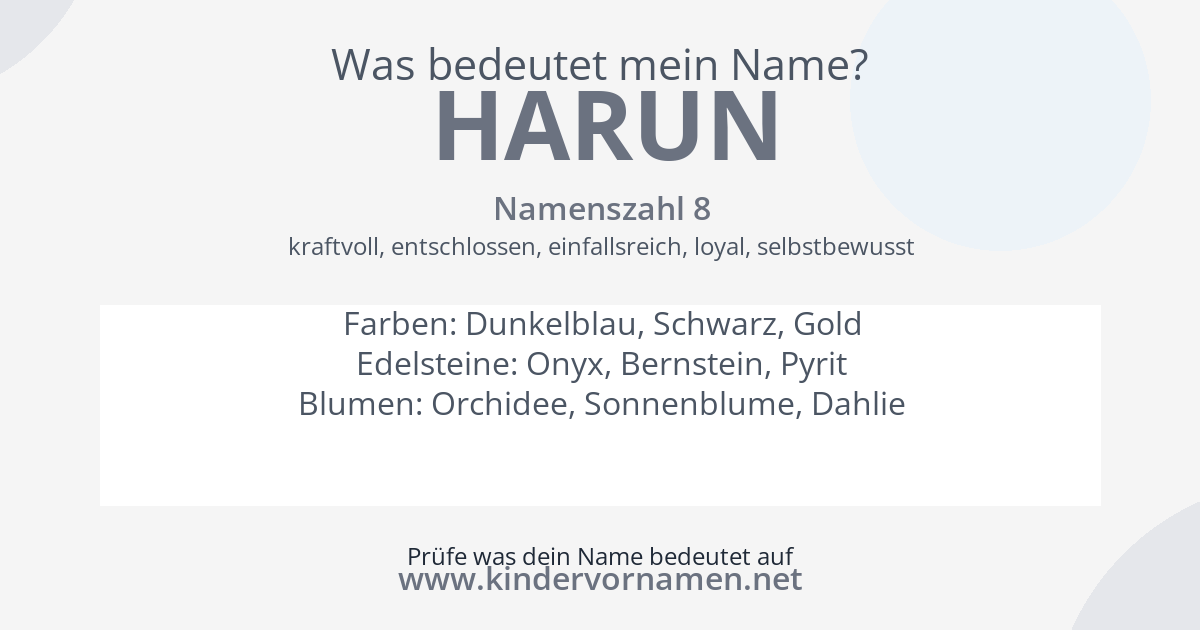 Was bedeutet der Name Harun?