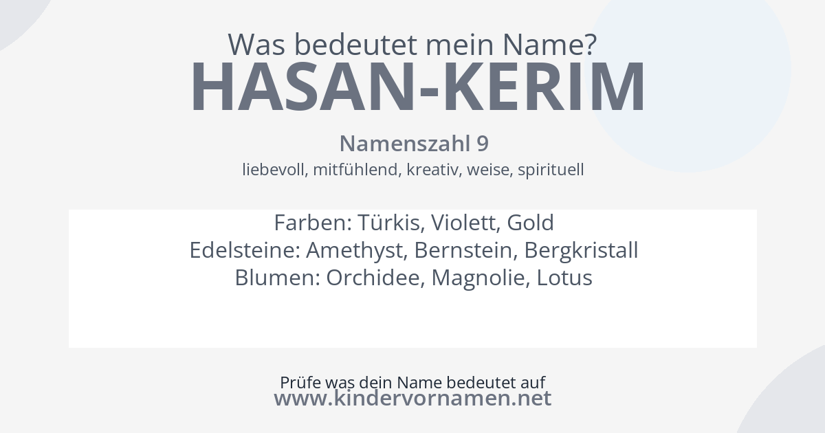 Was bedeutet der Name Hasan-Kerim?
