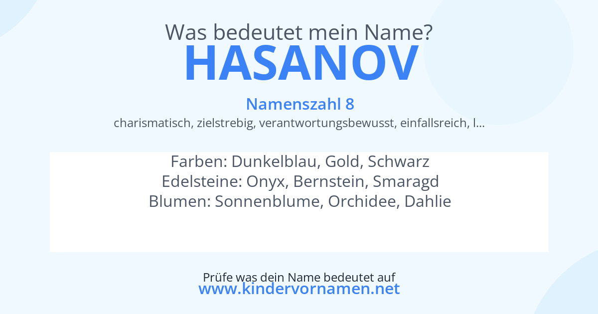Was bedeutet der Name Hasanov?