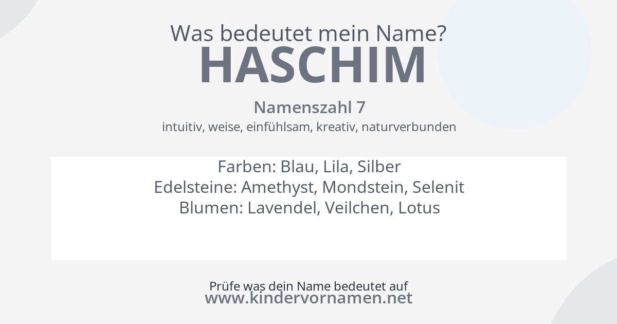 Was bedeutet der Name Haschim?