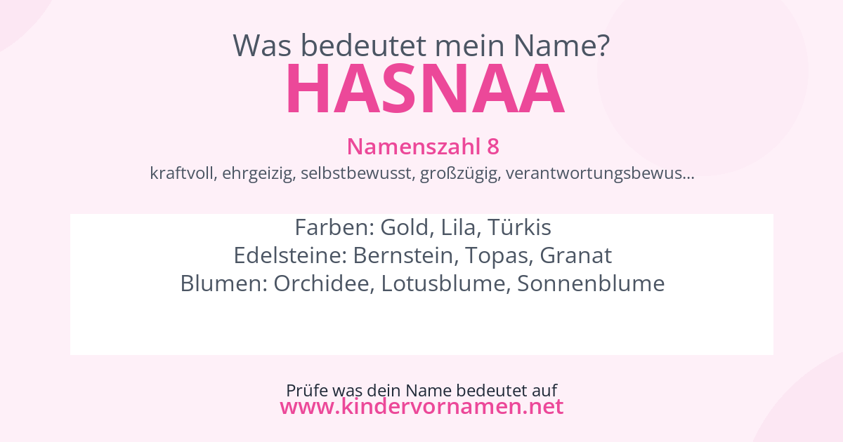 Was bedeutet der Name Hasnaa?