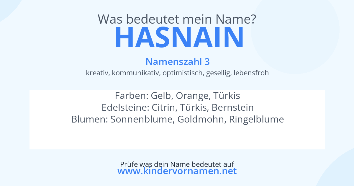Was bedeutet der Name Hasnain?