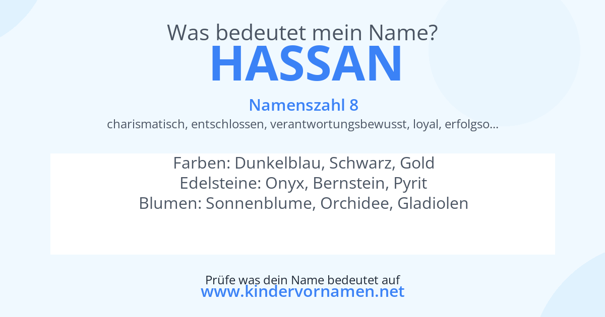 Was bedeutet der Name Hassan?