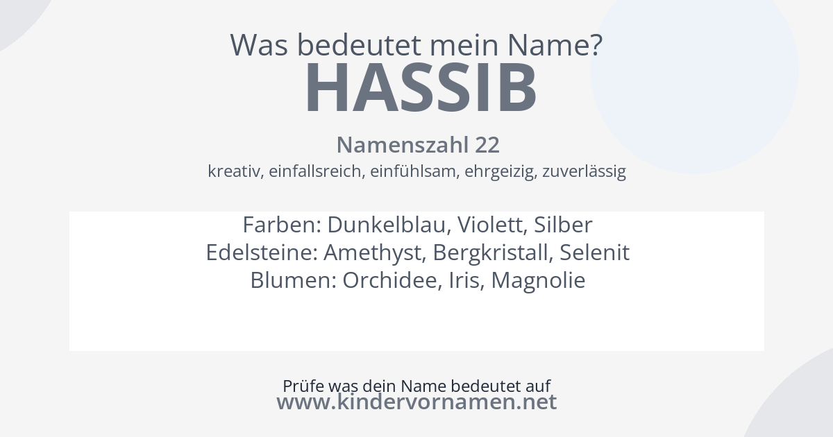 Was bedeutet der Name Hassib?