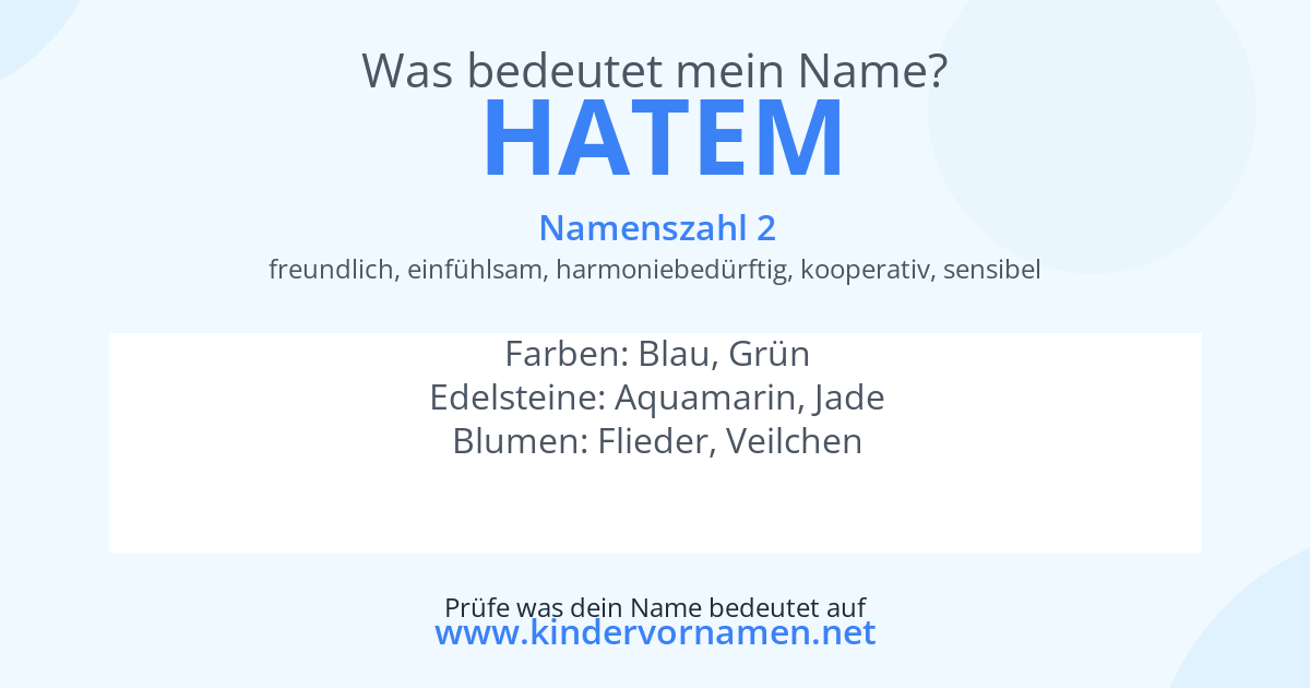 Was bedeutet der Name Hatem?