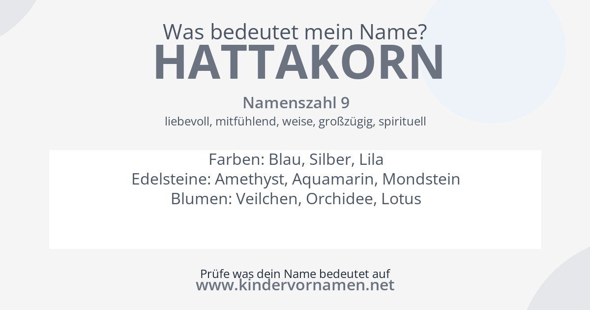 Was bedeutet der Name Hattakorn?