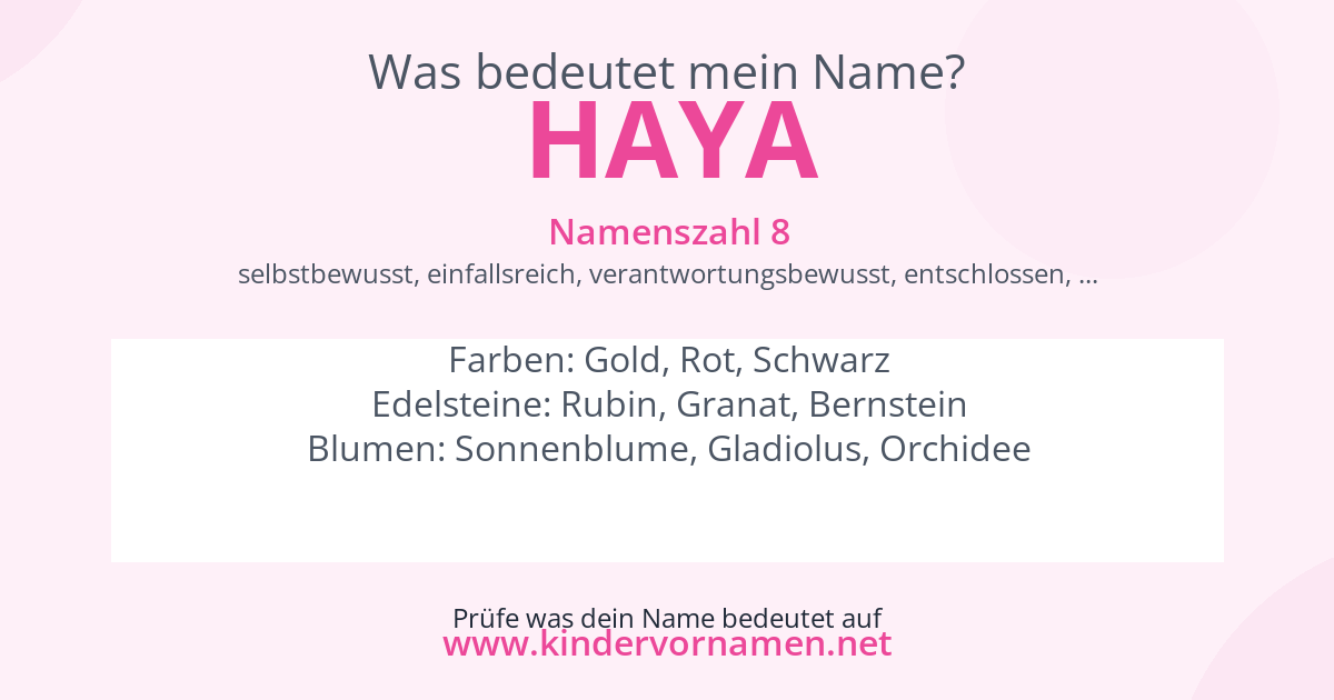 Was bedeutet der Name Haya?