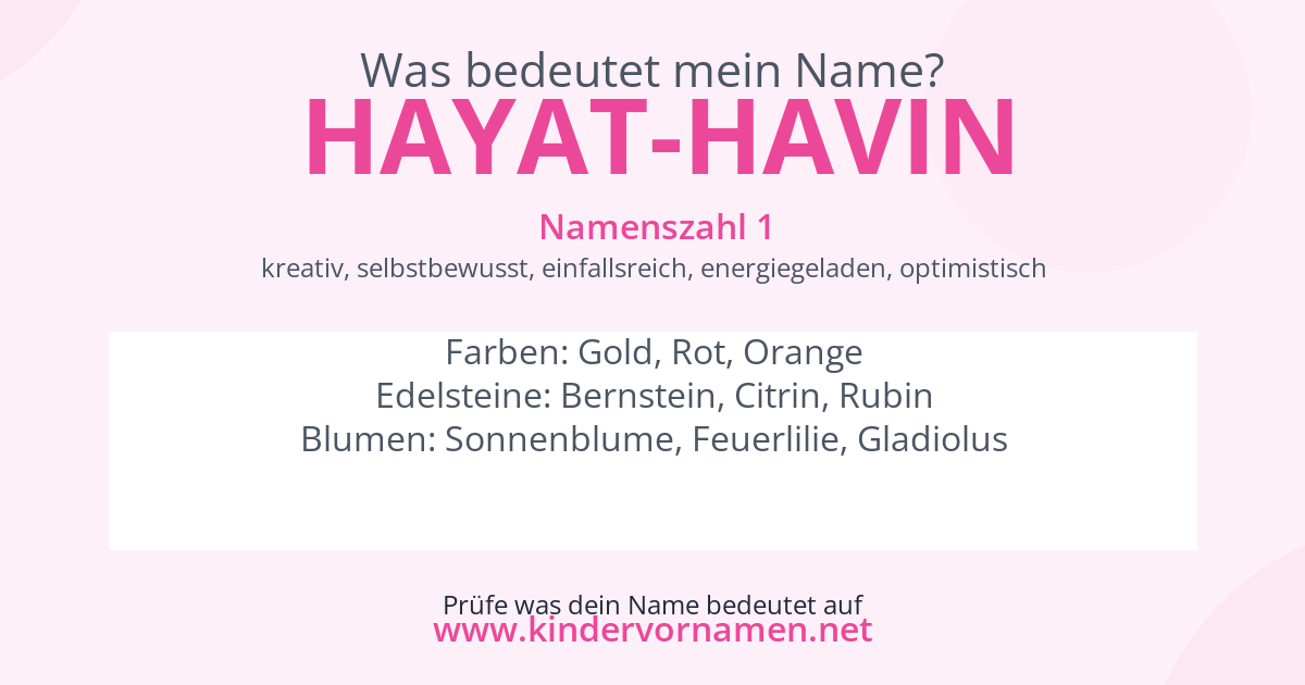 Was bedeutet der Name Hayat-Havin?