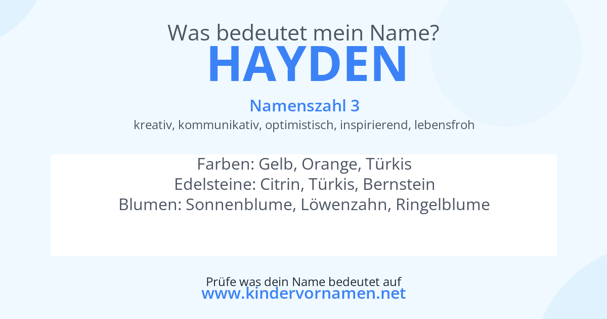 Was bedeutet der Name Hayden?