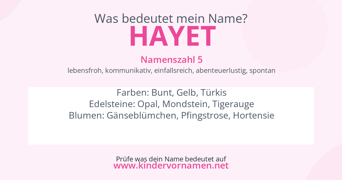 Was bedeutet der Name Hayet?