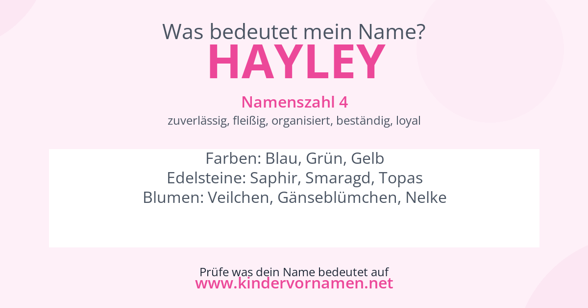 Was bedeutet der Name Hayley?