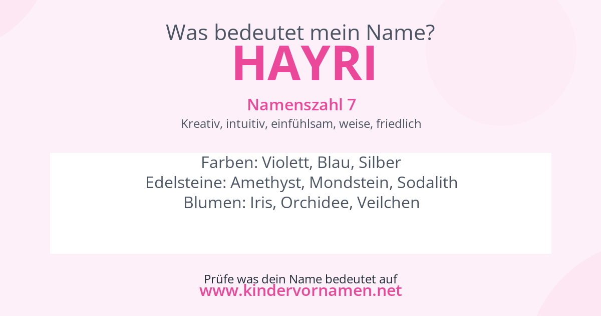 Was bedeutet der Name Hayri?