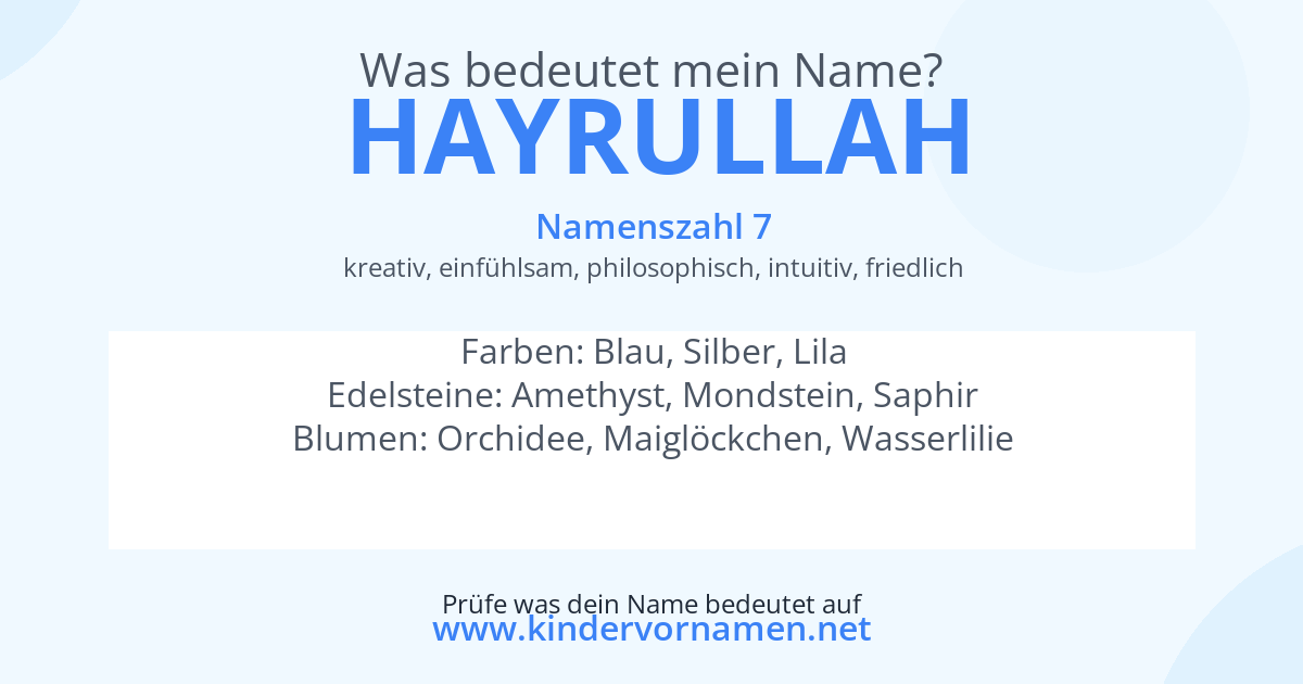 Was bedeutet der Name Hayrullah?
