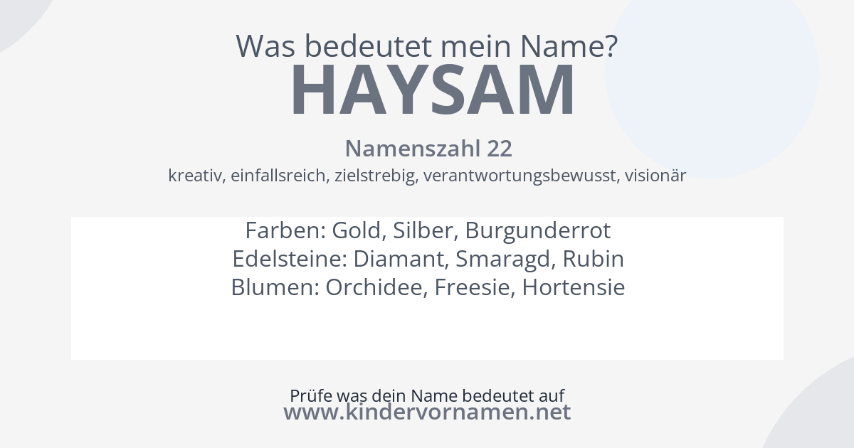Was bedeutet der Name Haysam?