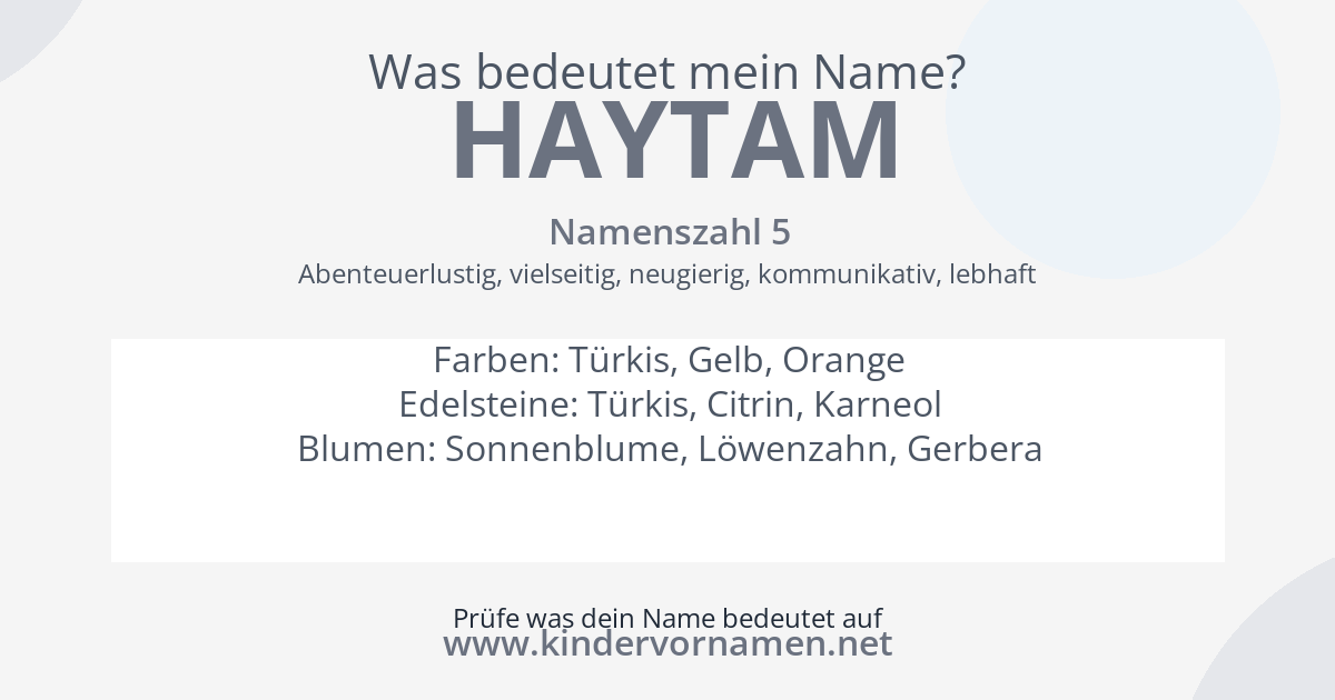 Was bedeutet der Name Haytam?