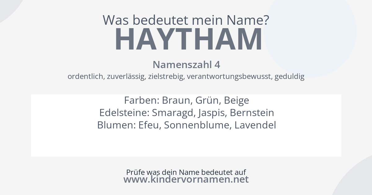 Was bedeutet der Name Haytham?