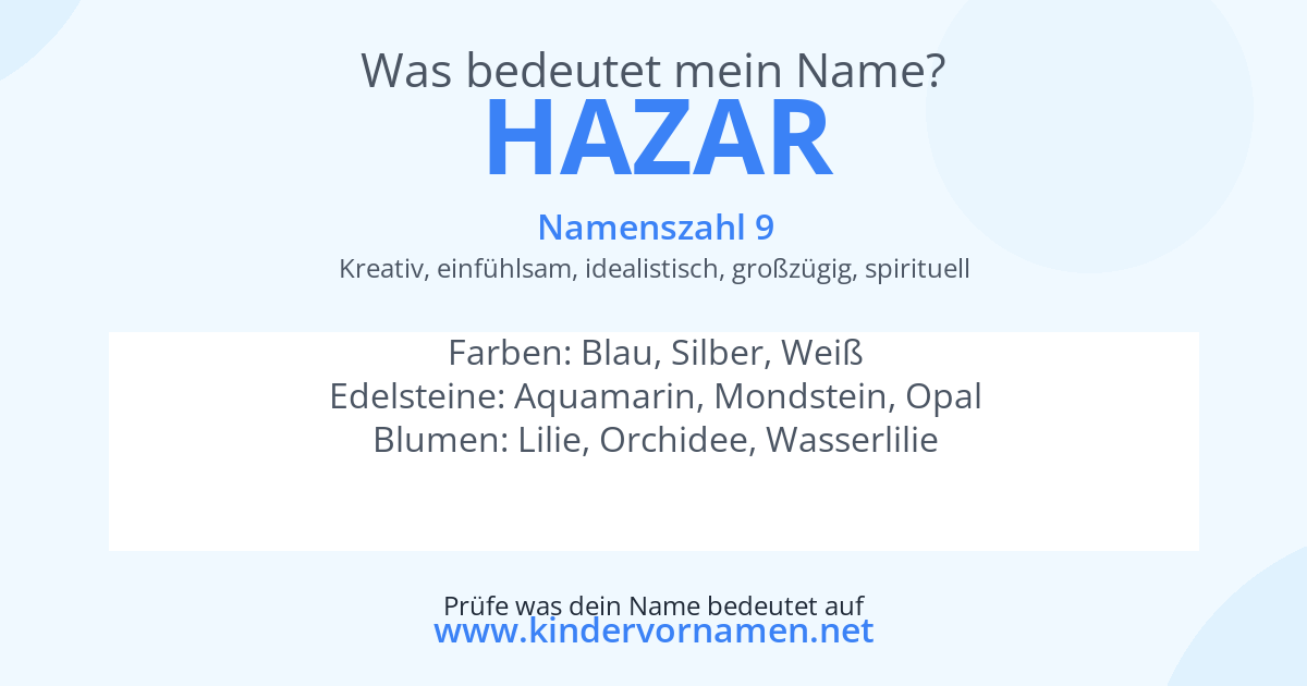Was bedeutet der Name Hazar?