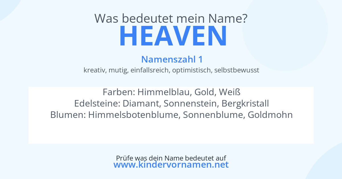 Was bedeutet der Name Heaven?