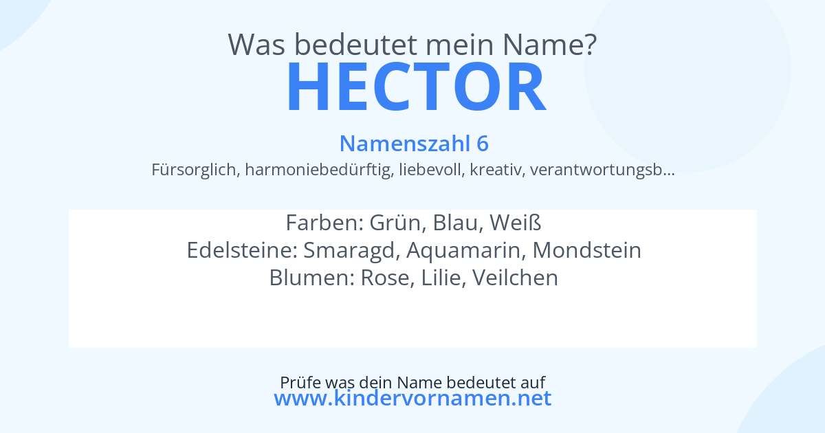 Was bedeutet der Name Hector?