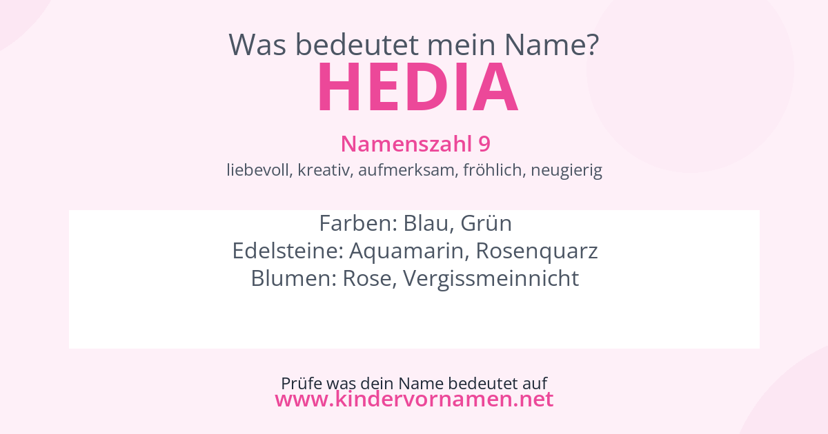 Was bedeutet der Name Hedia?